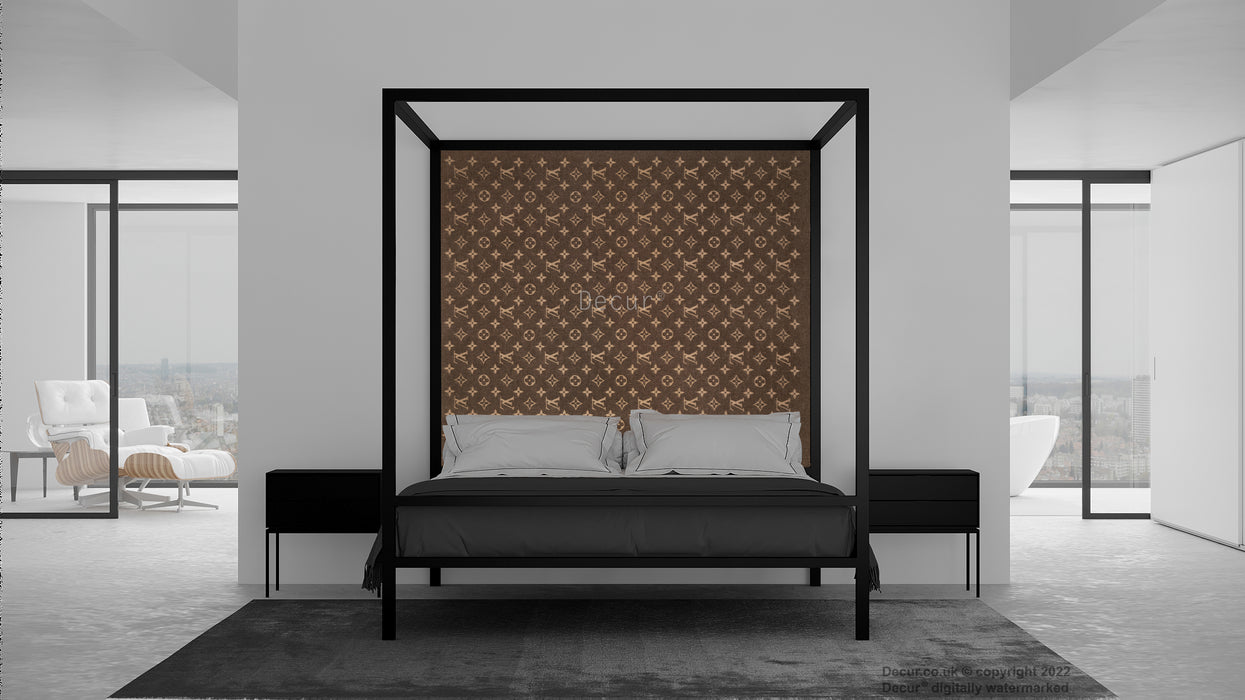 Leather Four Poster Bed - Upholstered In Louis Vuitton Wool