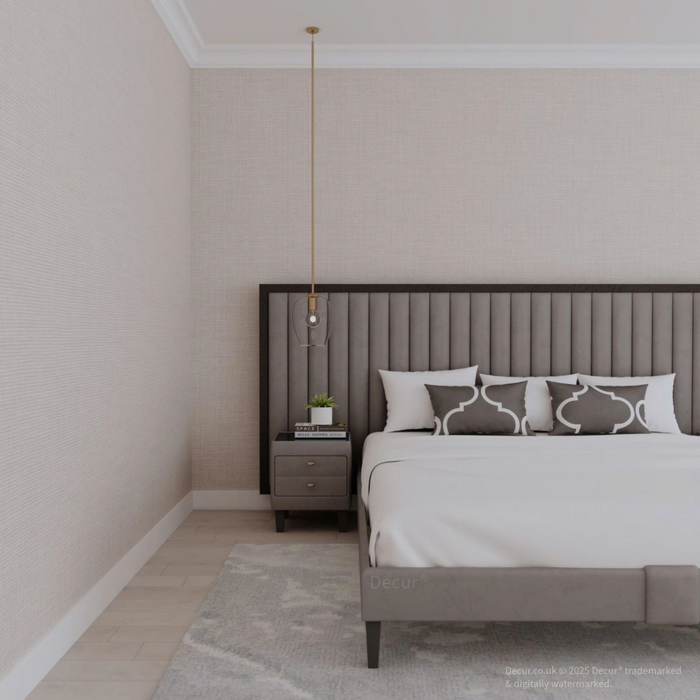 Fluted Feature Wall Headboard Bed Low Profile