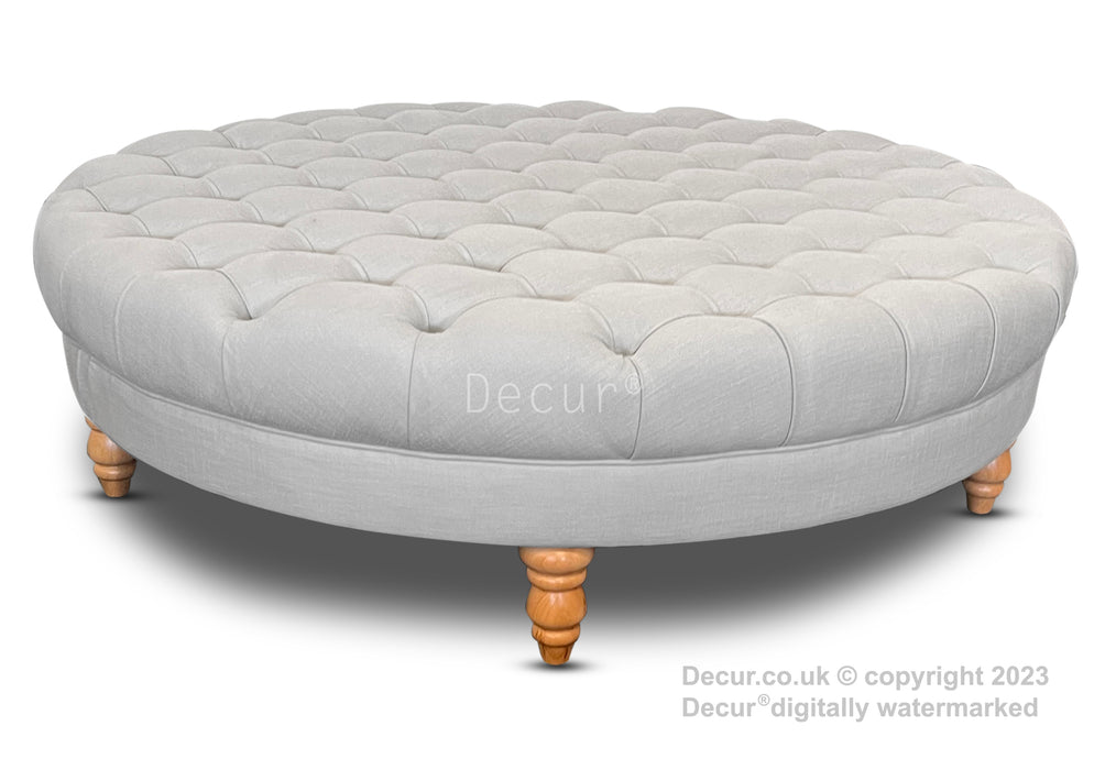 Round Buttoned Ottoman Footstool Coffee Table