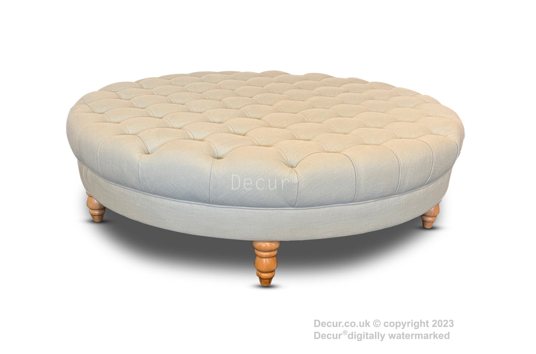 Round Buttoned Ottoman Footstool Coffee Table