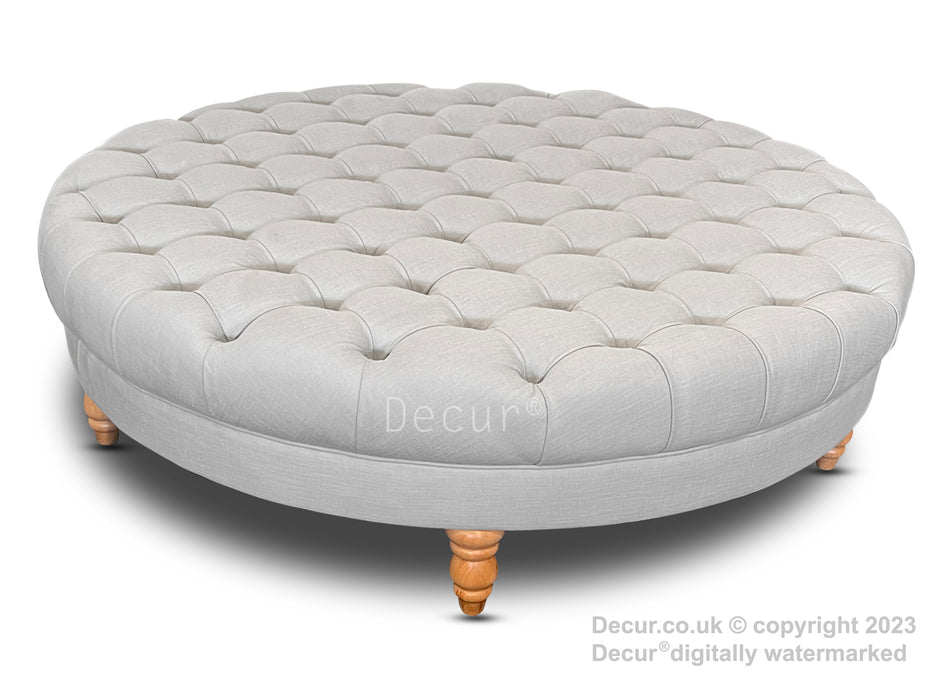 Round Buttoned Ottoman Footstool Coffee Table