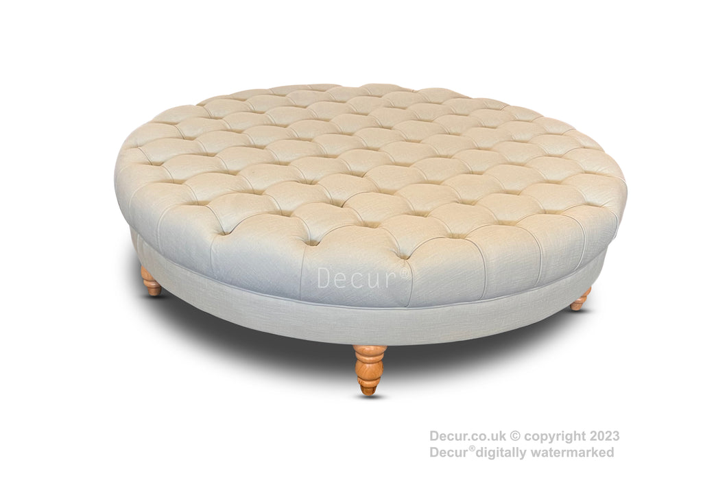 Round Buttoned Ottoman Footstool Coffee Table