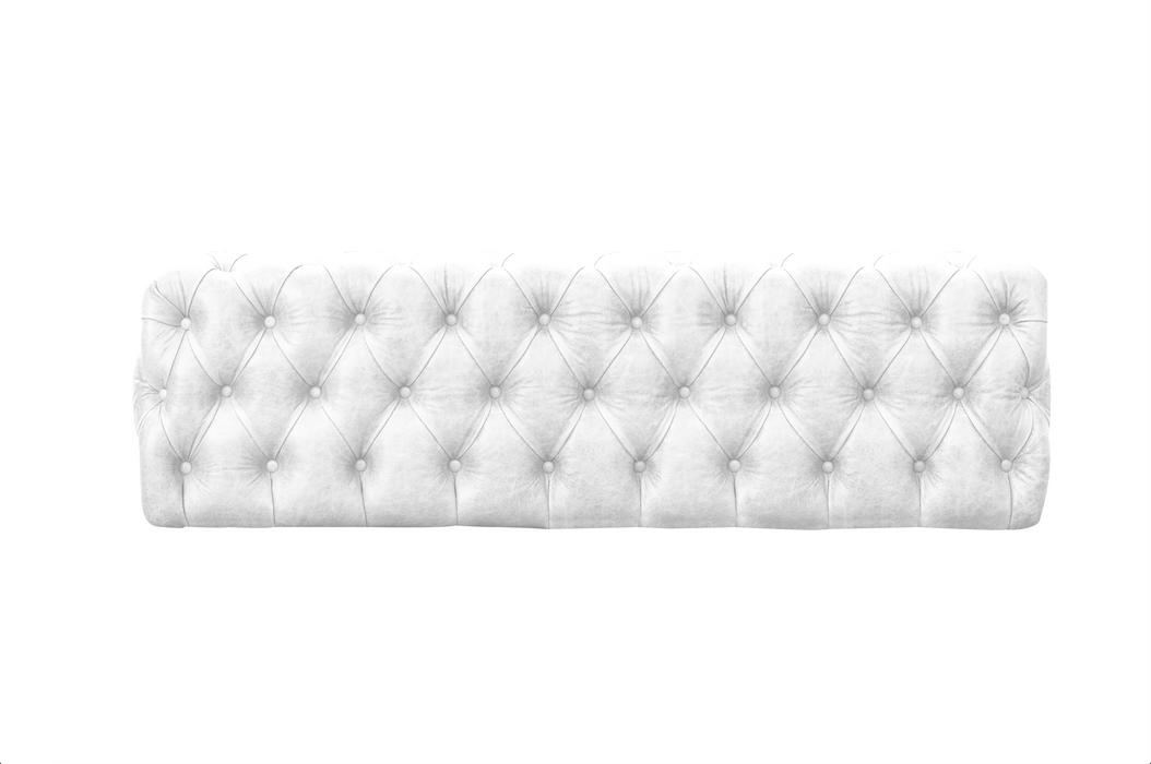 Bespoke Oliver Buttoned Leather Ottoman - White