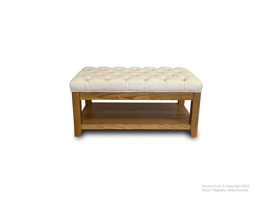 Jasper Upholstered Oak Coffee Table Ottoman Footstool