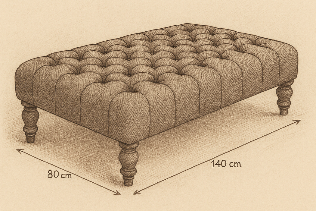 Bespoke Bowmore Harris Tweed Footstool - Ocean Spray