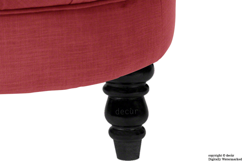 Raveen Buttoned Linen Modern Footstool - Red