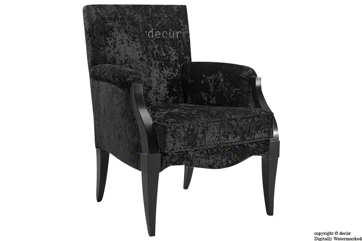 Art Deco Crushed Velvet Arm Chair - Black