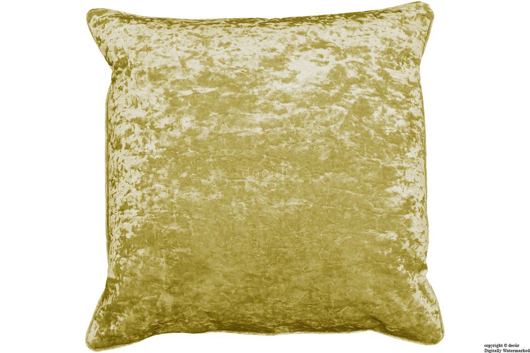 Serenity Crushed Velvet Cushion - Chartreuse