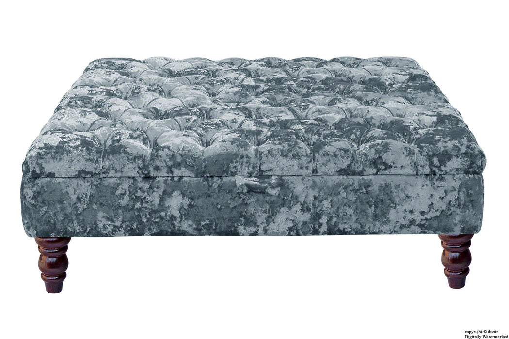 Tiffany Buttoned Crushed Velvet Footstool Large - Dream with Optional Storage