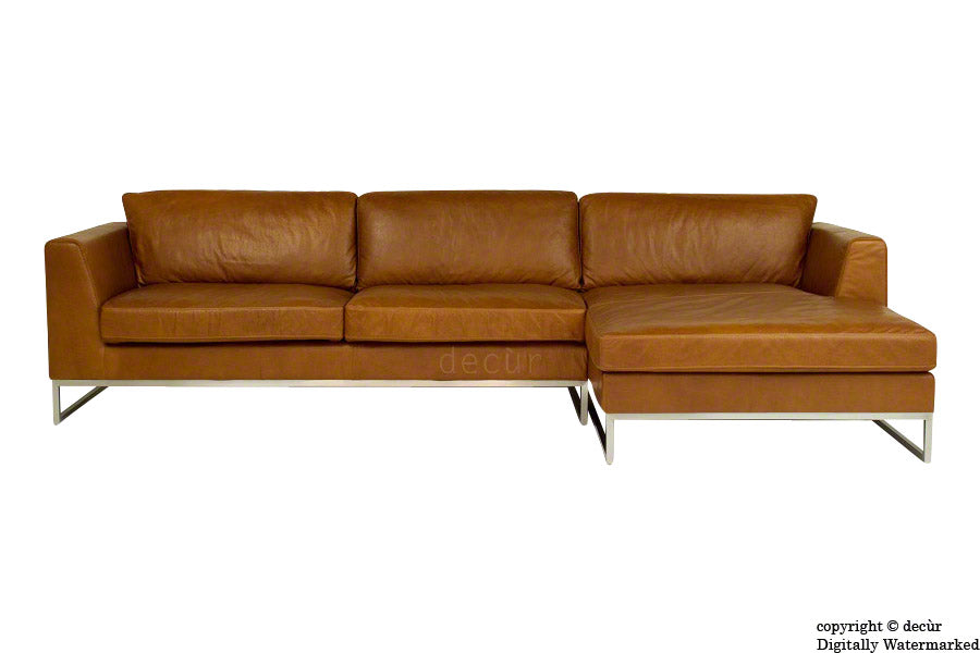 Penthouse Leather Corner Sofa Tan - Main Image