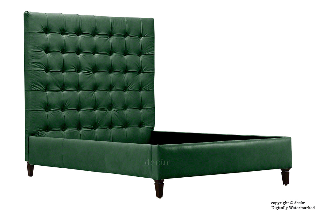 Grace Upholstered Leather Bed - Forest Green (Faux Leather Options)