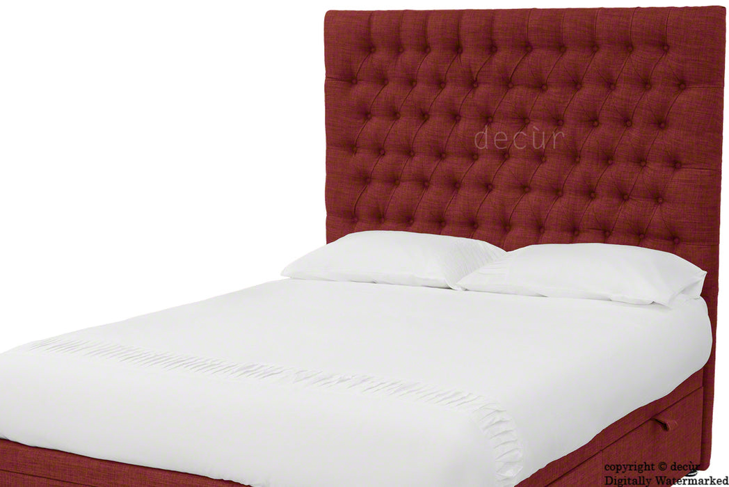 Kensington Buttoned Linen Headboard - Wine