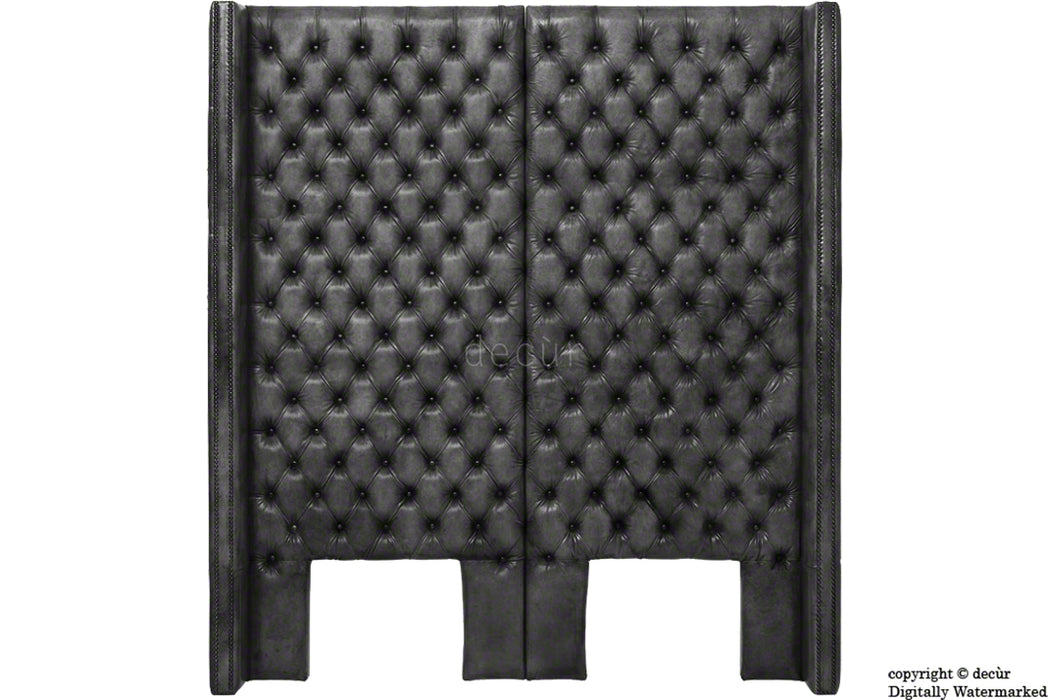 Beauchamp Buttoned Courtyard Leather Headboard Black