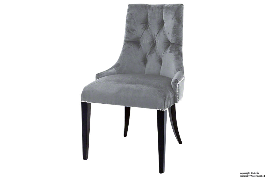 Magdalin Deep Buttoned Velvet Dining Chair - Flint