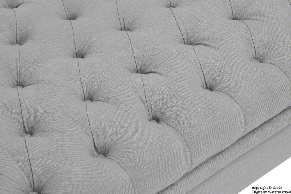 Amy Buttoned Linen Modern Tufted Footstool - Grey
