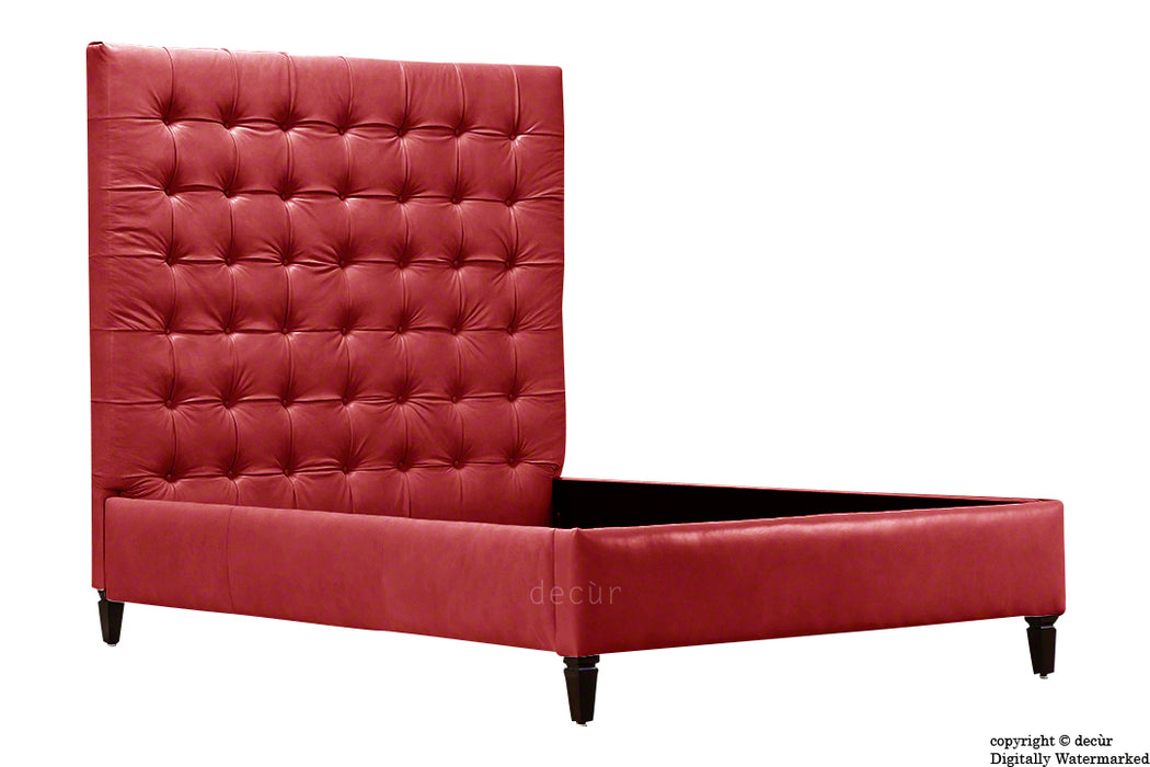 Grace Upholstered Leather Bed - Rioja Red (Faux Leather Options)