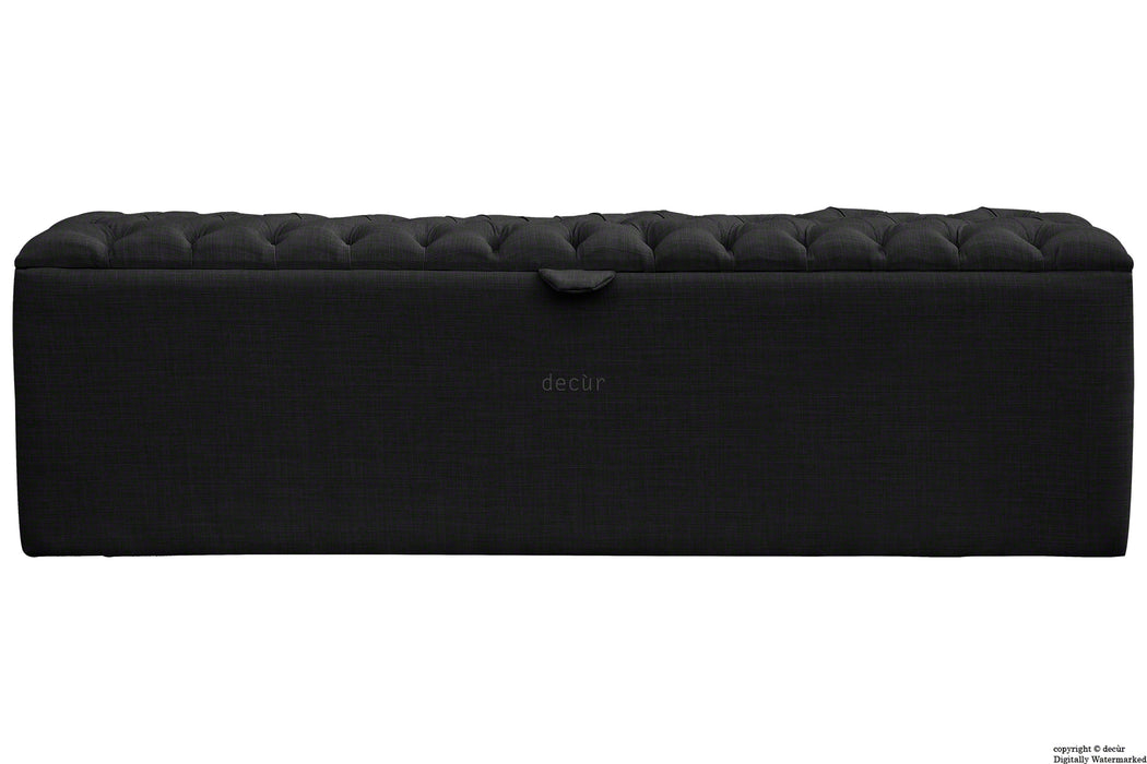 Viscount Linen Ottoman - Ebony Black