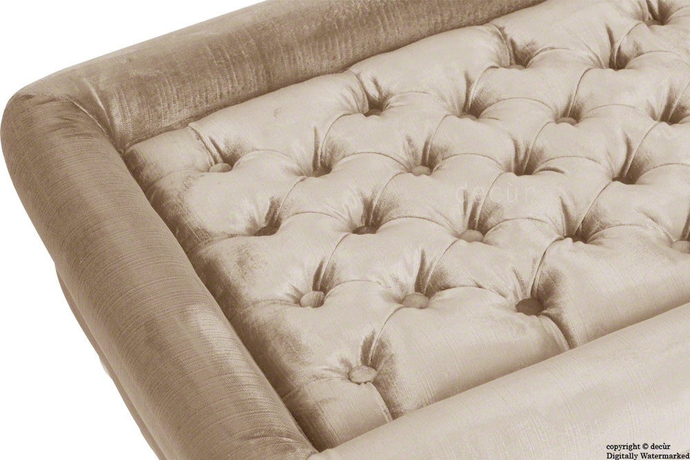 Cavendish Buttoned Velvet Footstool - Putty