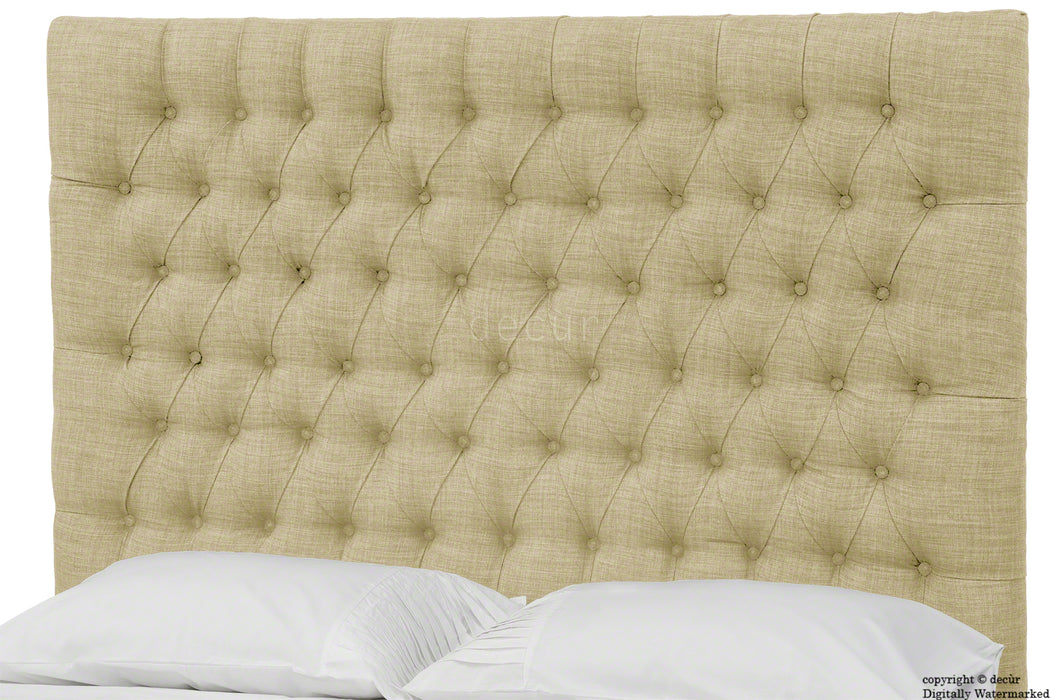 Kensington Linen Upholstered Ottoman Bed - Sand