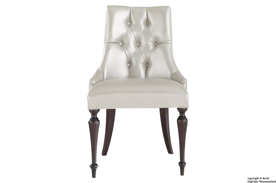Louis Winged Deep Buttoned Dining Chair - White