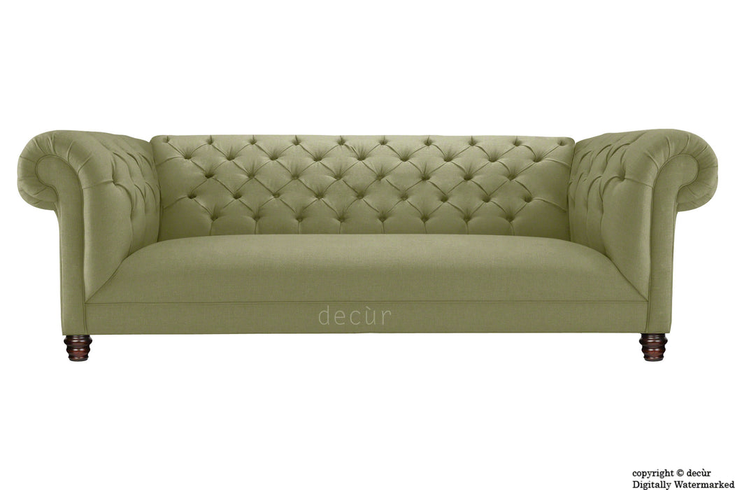 Albert Chesterfield Linen Sofa - Fudge