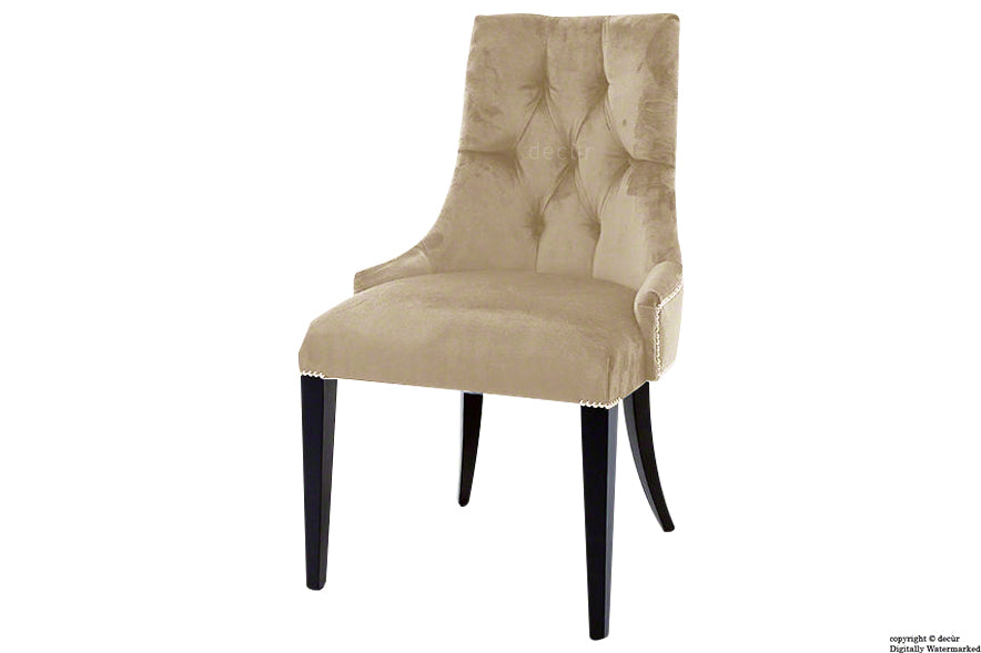 Magdalin Deep Buttoned Velvet Dining Chair  - Parchment