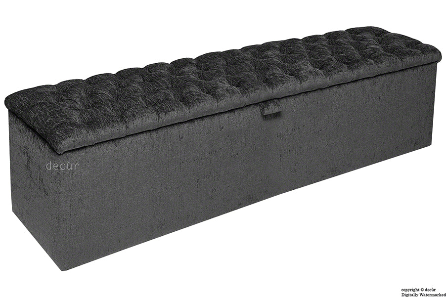Viscount Chesterfield Chenille Ottoman - Charcoal