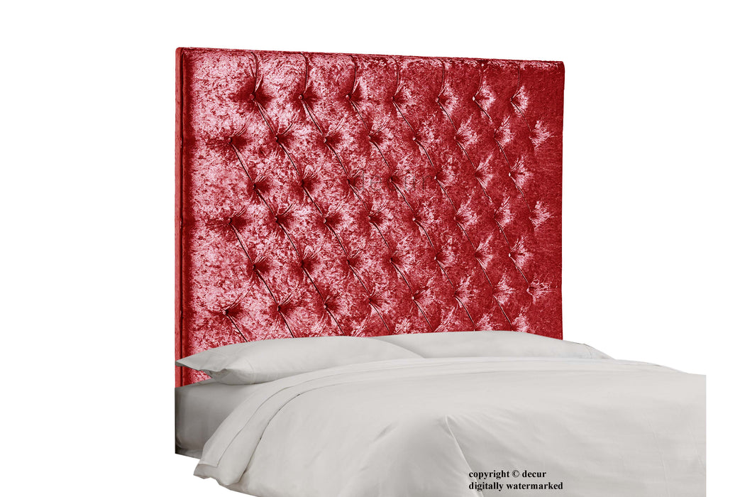 Tiffany Harrogate Buttoned Wall Crushed Velvet Headboard - Red