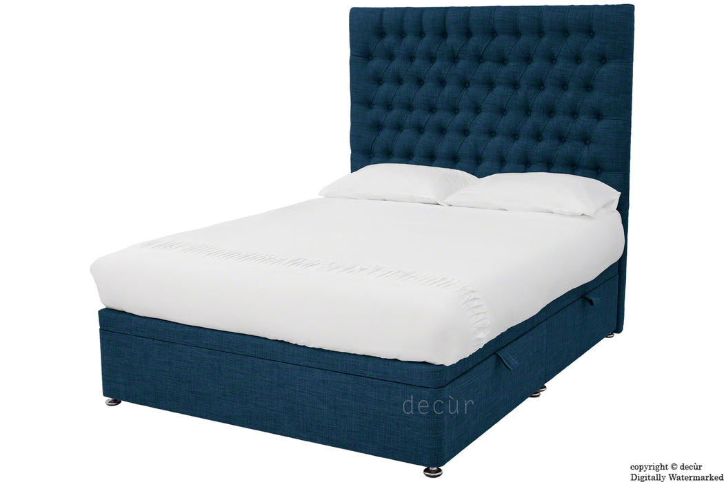 Kensington Linen Upholstered Ottoman Bed - Midnight