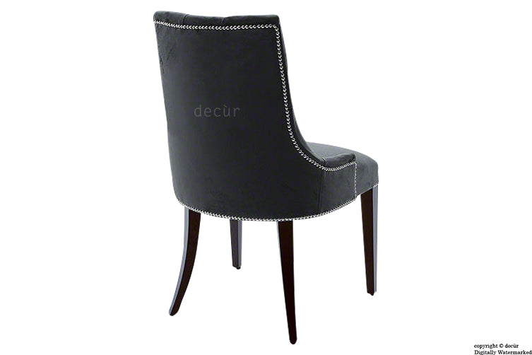 Magdalin Deep Buttoned Velvet Dining Chair - Black