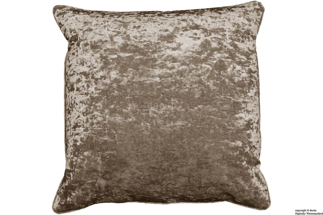 Serenity Crushed Velvet Cushion - Truffle