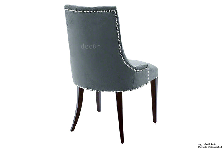 Magdalin Deep Buttoned Velvet Dining Chair - Slate Grey