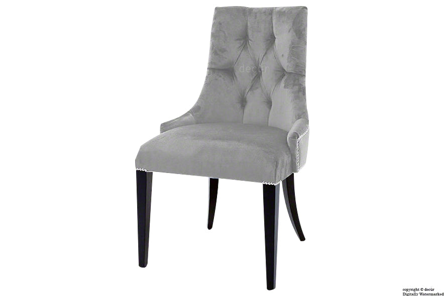Magdalin Deep Buttoned Velvet Dining Chair - Dove