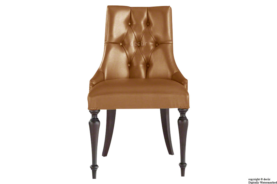 Louis Winged Deep Buttoned Dining Chair- Tan