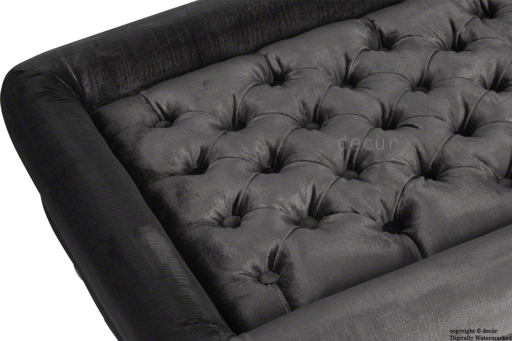 Cavendish Buttoned Velvet Footstool - Cosmic Black