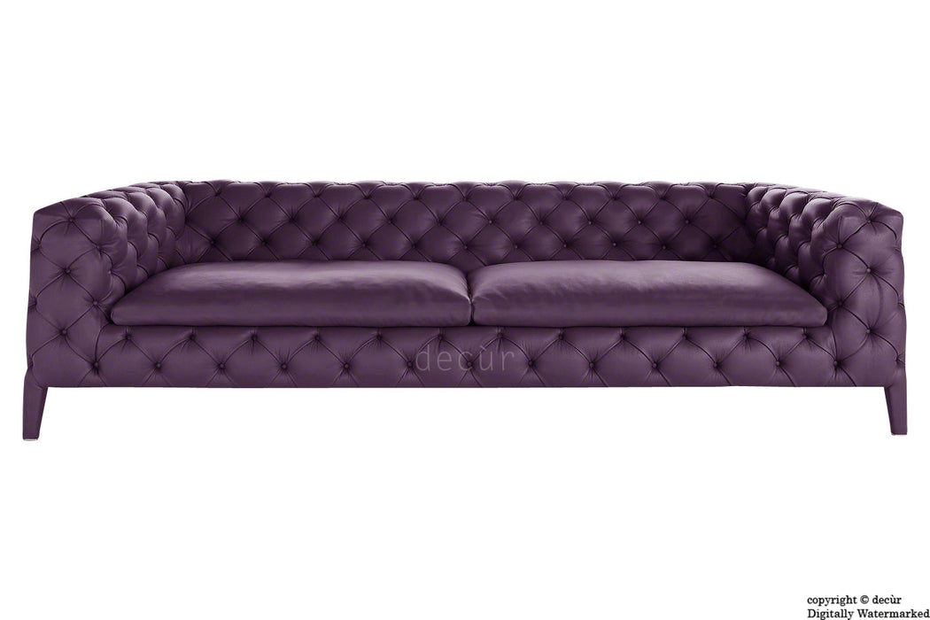 Rochester Leather Chesterfield Sofa - Blueberry Crush Aubergine