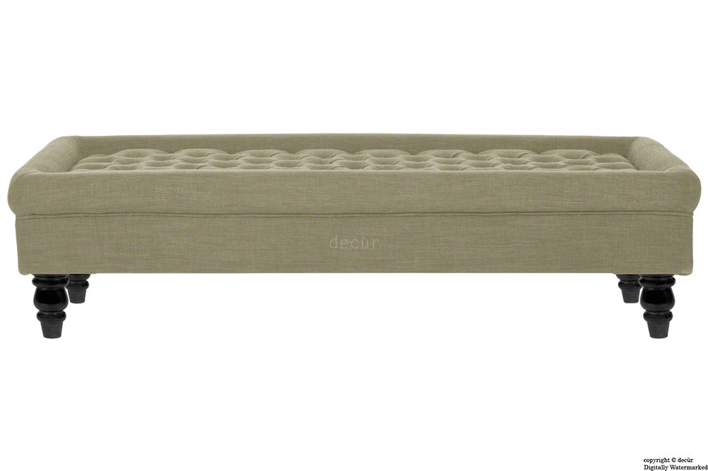 Cavendish Buttoned Linen Footstool - Taupe