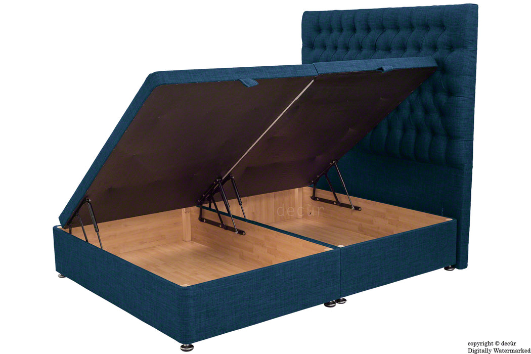Kensington Linen Upholstered Ottoman Bed - Midnight