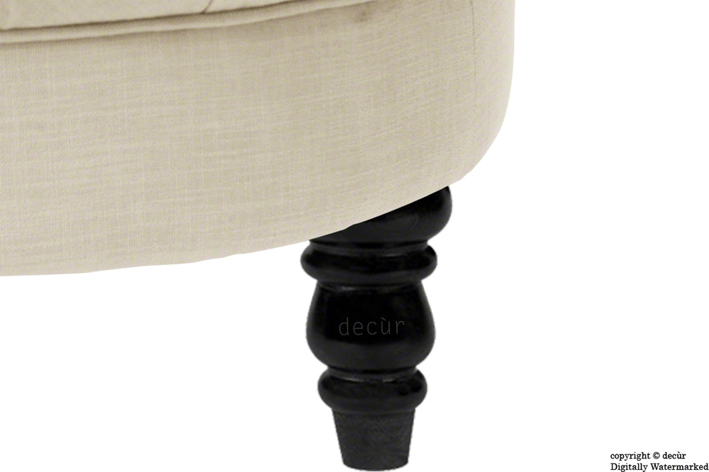 Raveen Buttoned Linen Modern Footstool - Beige