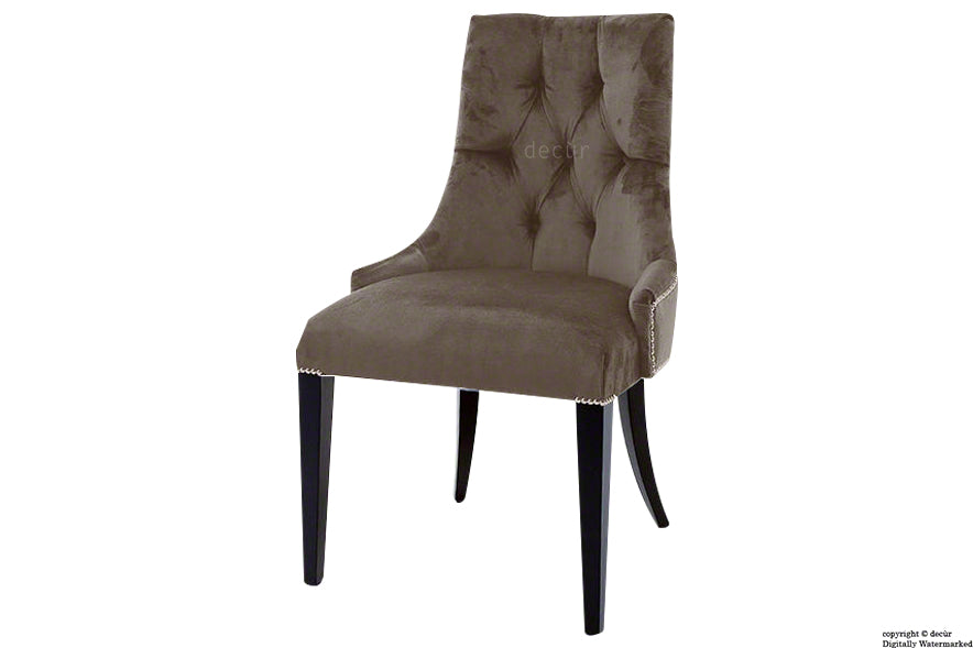 Magdalin Deep Buttoned Velvet Dining Chair  - Mushroom