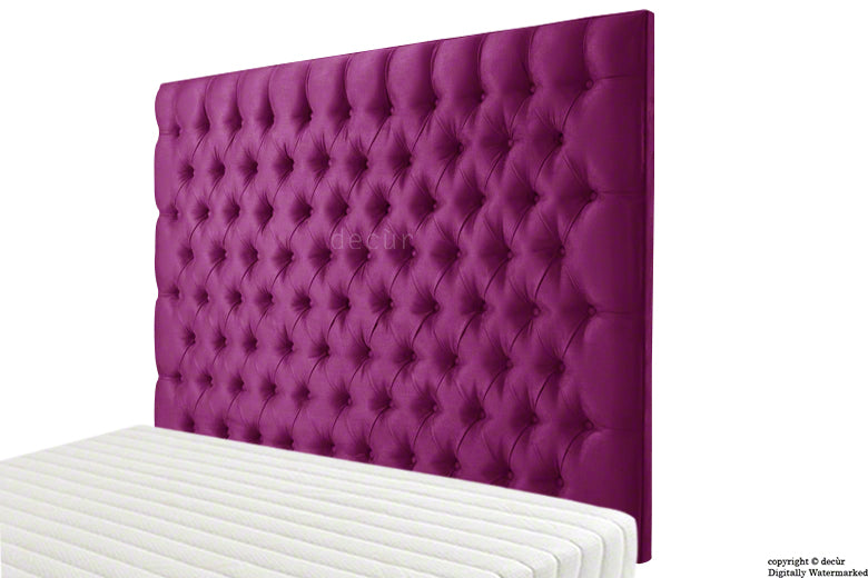 Tiffany Harrogate Buttoned Wall High Velvet Headboard - Boysenberry