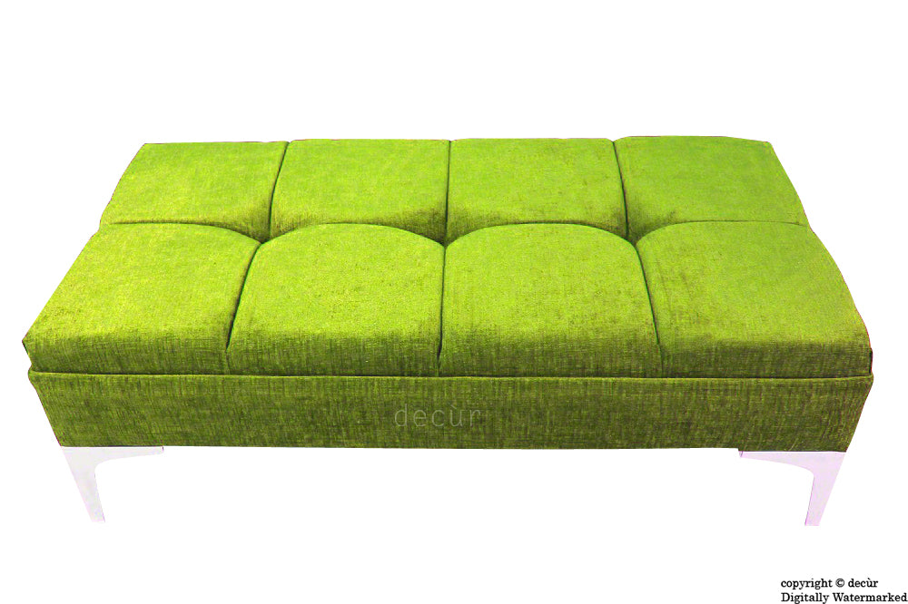 Mila Buttoned Footstool - Lime with Optional Storage