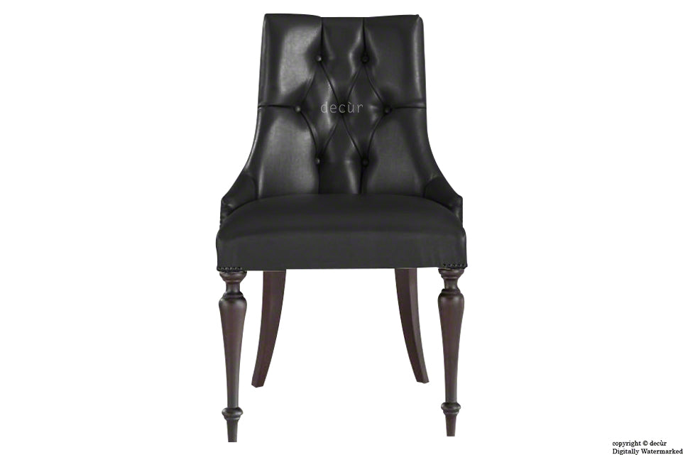 Louis Winged Deep Buttoned Dining Chair - Black