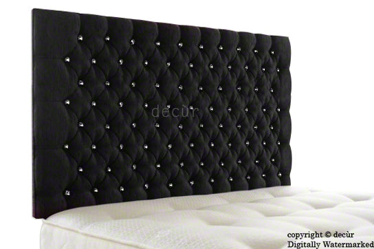 Tiffany Harrogate Buttoned Wall High Chenille Headboard - Black