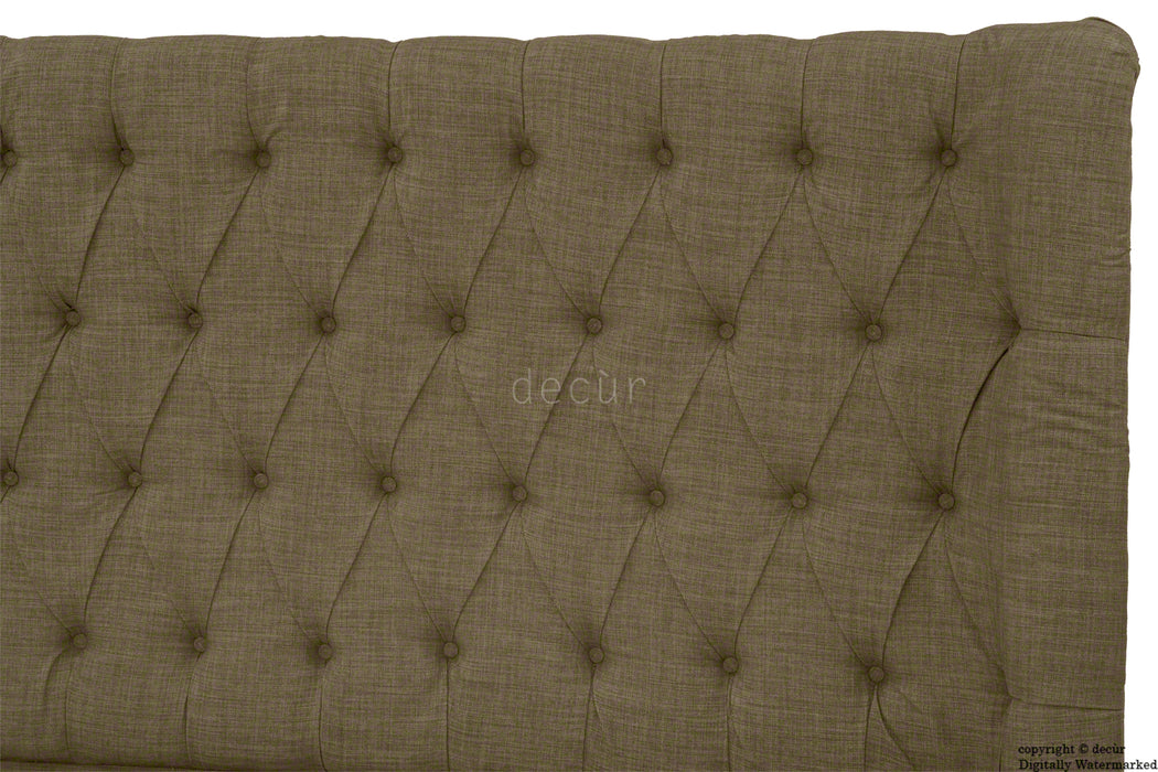 Hollyrood Linen Upholstered Winged Ottoman Bed - Nutmeg