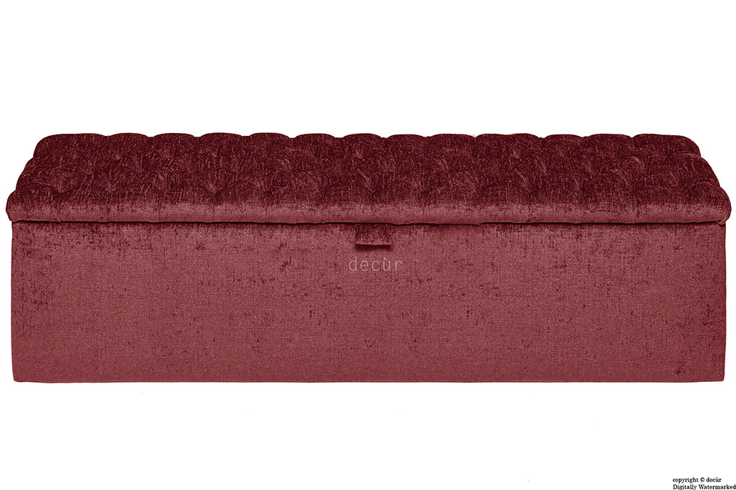 Viscount Chesterfield Chenille Ottoman - Ruby Red