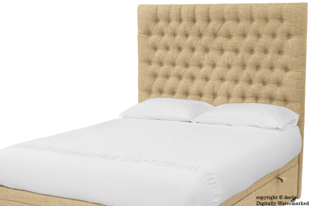 Kensington Buttoned Linen Headboard - Mink