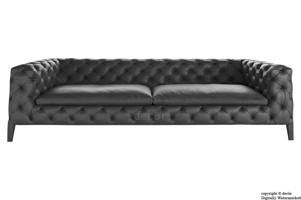 Rochester Leather Chesterfield Sofa - Carbon Black