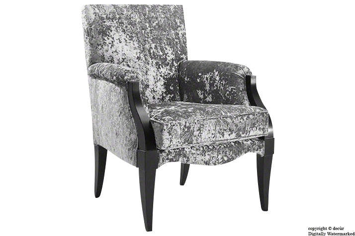 Art Deco Crushed Velvet Arm Chair - Grey