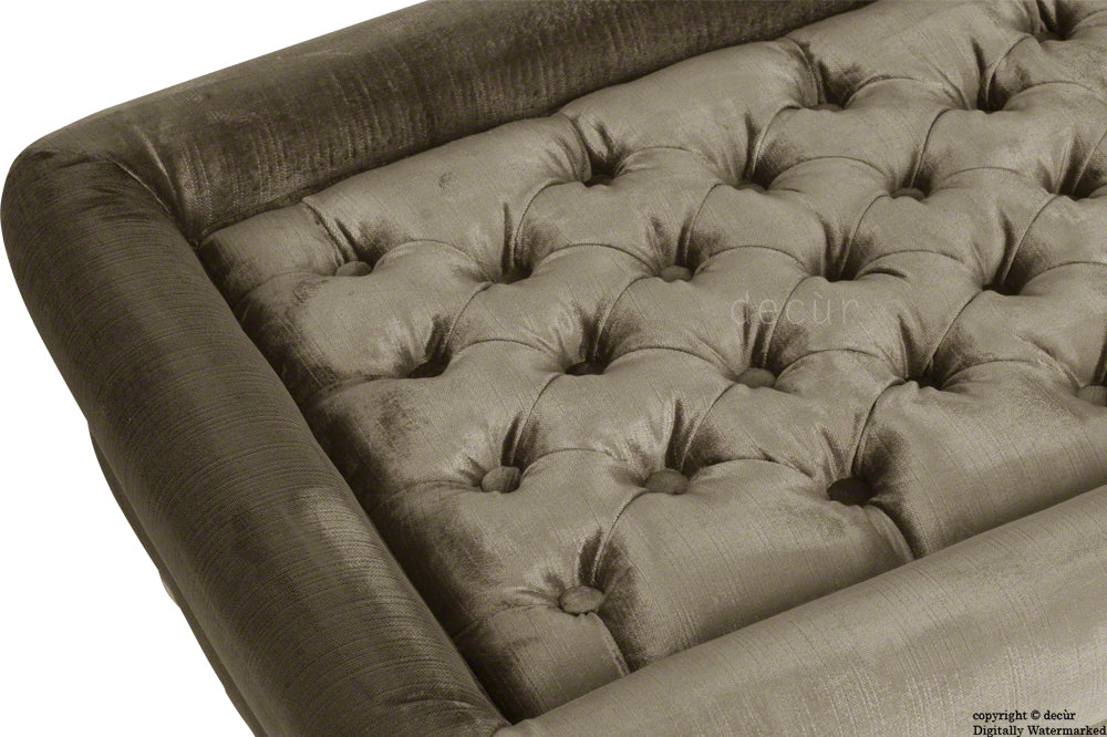 Cavendish Buttoned Velvet Footstool - Taupe